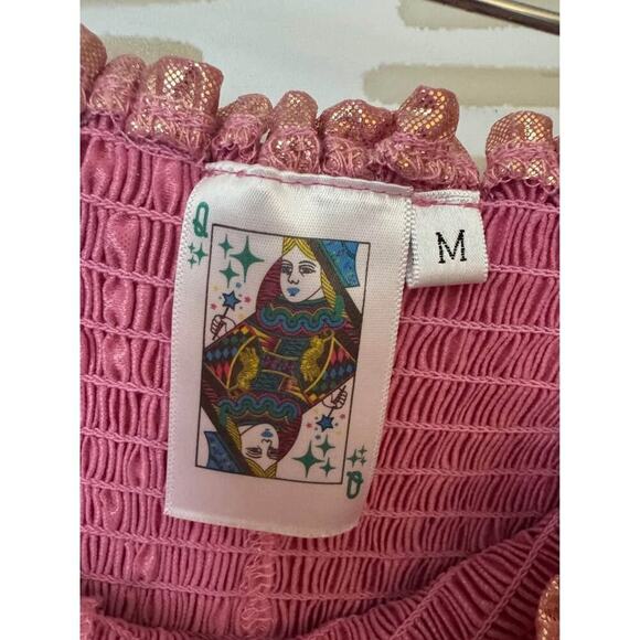 Queen of Sparkles Women’s Medium Rose Gold Smocked Waist Swing Shorts - Picture 6 of 6